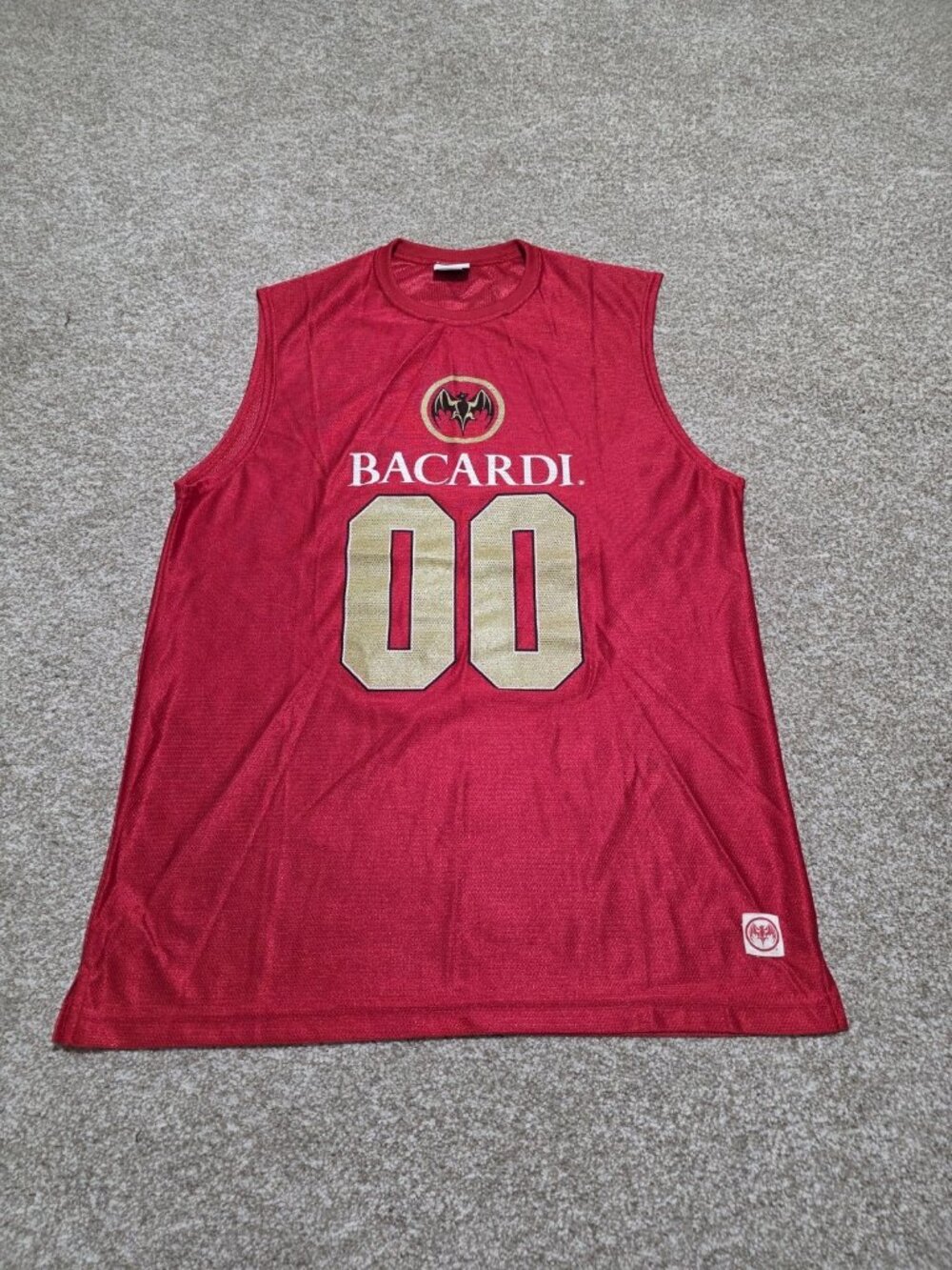 Bacardi Rum #00 Red Gold Jersey Tank Top Size Large Bar Pub Activewear